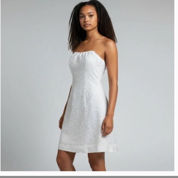 Sophia Tolli - White Lace Sweetheart Neck Midi Dress - 8 - China